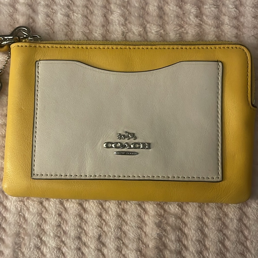 Coach Yellow and Cream Wristlet